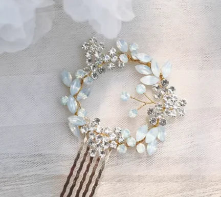 Gold Silver Color Hair Pin Clip Crystal Head Piece For Bride Bridesmaids Women Opal Hairpin Bridal Jewelry Wedding Accessories gold color