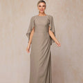 Customized Elegant A Line Chiffon Mother of Dresses O Neck Formal Evening Gowns Appliques Bridal Party vestido invitada boda Picture Color 1