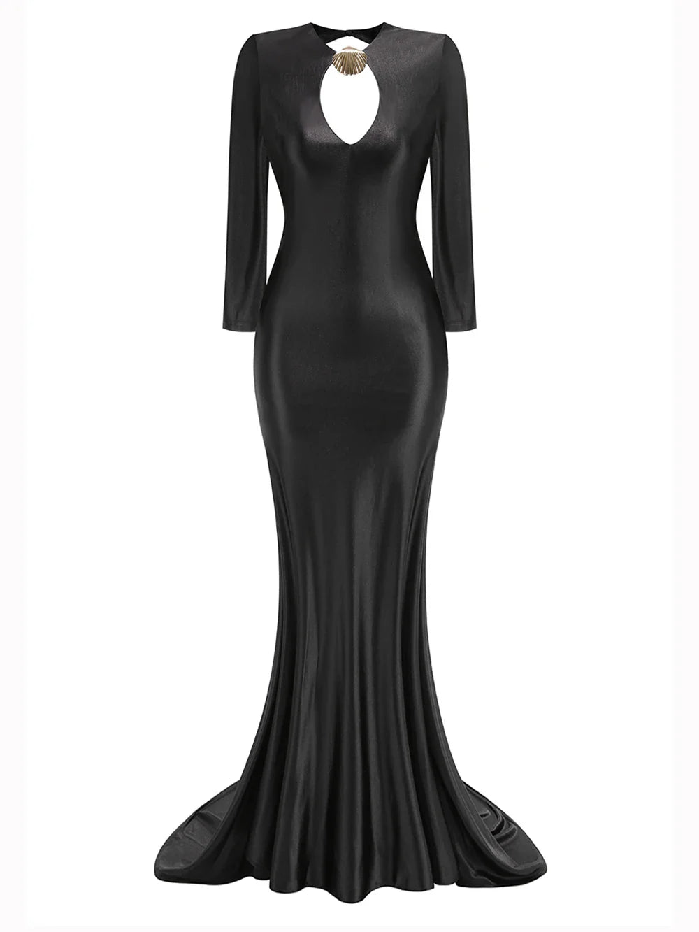 Elegant Solid Women Long Sleeved Floor Length Dress Sexy Party Backless Slim Female Maxi Dresses Summer Chic Lady Robe