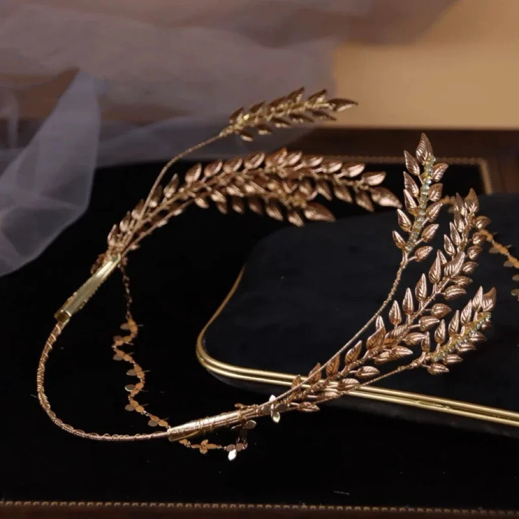 Wedding Hair Accessories Leaf Pearl Headband Gold Color Baroque Vintage Hairband For Bride Women Headpieces Crown Bridal Jewelry l