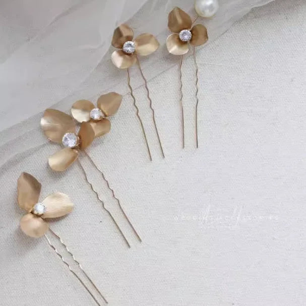 Wedding Accessories Flower Head Pieces Vintage Gold Silver Color Hair Pins Clips For Brides Bridesmaids Hairpins Bridal Jewelry c