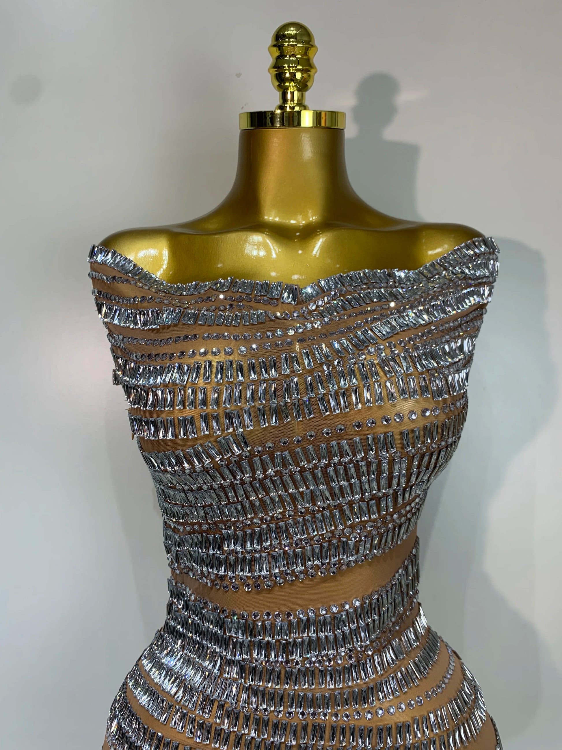Luxury Sparkly Rhinestones Sexy Mesh Mini Dress Women Celebrate Birthday Evening Party Club Photo Shoot Dress Stage Outfit