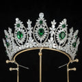 Bridal Hair Jewelry Red Zirconia Tiaras Crowns Zircon Headband Diadem Brides Women Pageant Prom Headpiece Wedding Accessories green