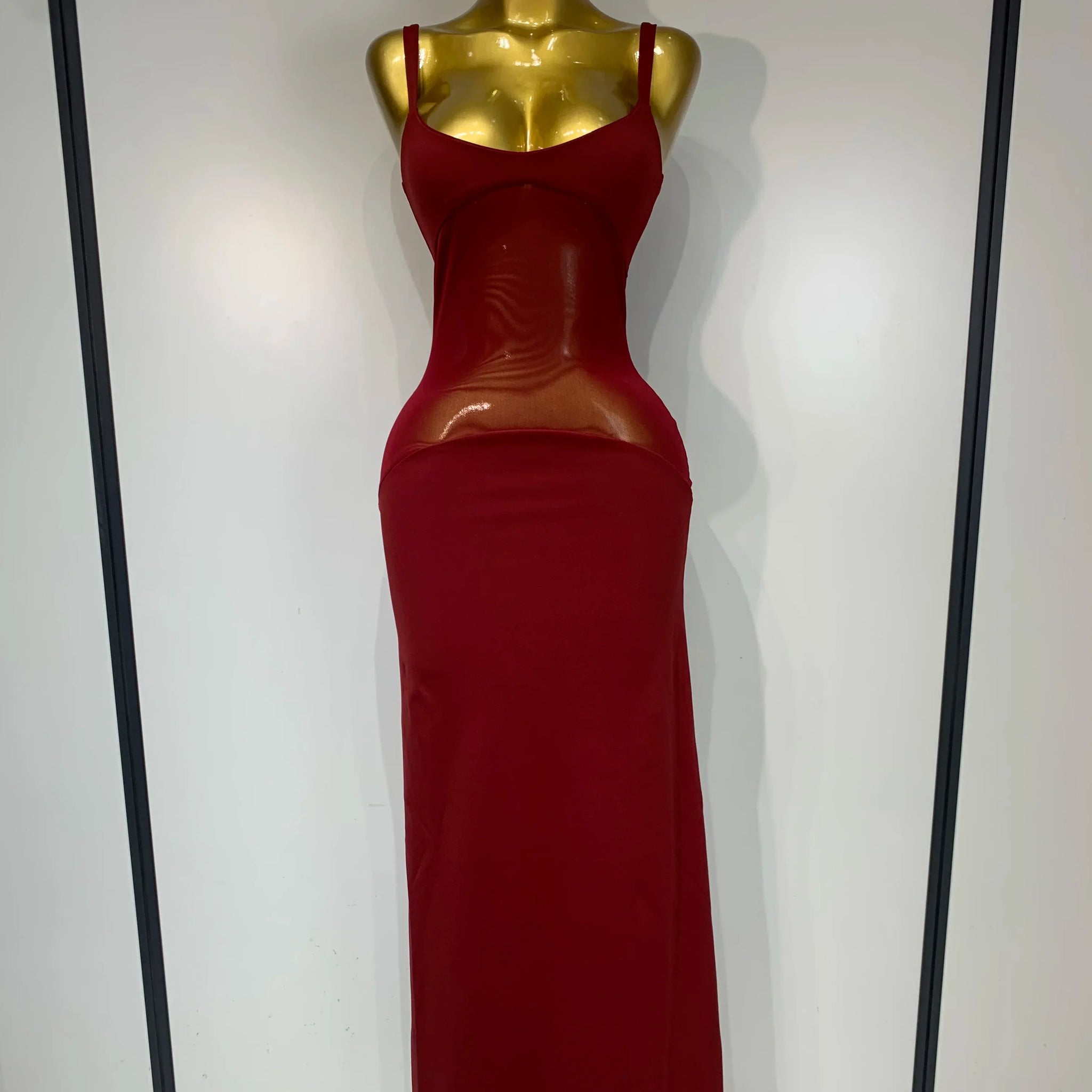 Sexy See Through Mesh Patchwork Long Dress Women Backless Bodycon Cocktail Party Elegant Luxury Birthday Dresses Vestidos Red
