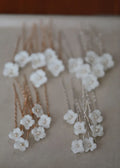 Bridal Jewelry Porcelain Flower Hair Pin Clip Pearl Head Piece For Brides Bridesmaids Hairpins Women Wedding Accessories
