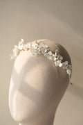 Porcelain Flower Headband Hairband For Bride Silver Color Headpiece Headdress Headwear Bridal Jewelry Wedding Hair Accessories