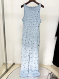 Arrival Women Sleeveless Sexy O-Neck Shinning Crystal Bodycon Long Dress Elegant Evening Party Graduation Season Outfit