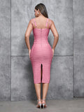 Sexy Women's Bandage Dress Spaghetti Strap Sleeveless Bodycon Hollow Design Dress Cocktail Evening Party Vestidos