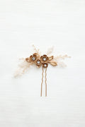 Bridal Jewelry Rhinestones Pearl Hair Pin Clip Leaf Flower Head Piece Brides Gift Vintage Gold Color Hairpin Wedding Accessories 4
