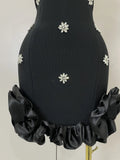 STyle Shining Crystal Women Sleeveless Bodycon Mini Bandage Dress Elegant Ruffles Cute Birthday Party Celebrate Dress