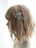 Wedding Accessories Blue Flower Hair Comb Pin Clip Leaf Hairpins For Brides Bridesmaids Women Headpiece Headband Bridal Jewelry