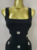 STyle Shining Crystal Women Sleeveless Bodycon Mini Bandage Dress Elegant Ruffles Cute Birthday Party Celebrate Dress