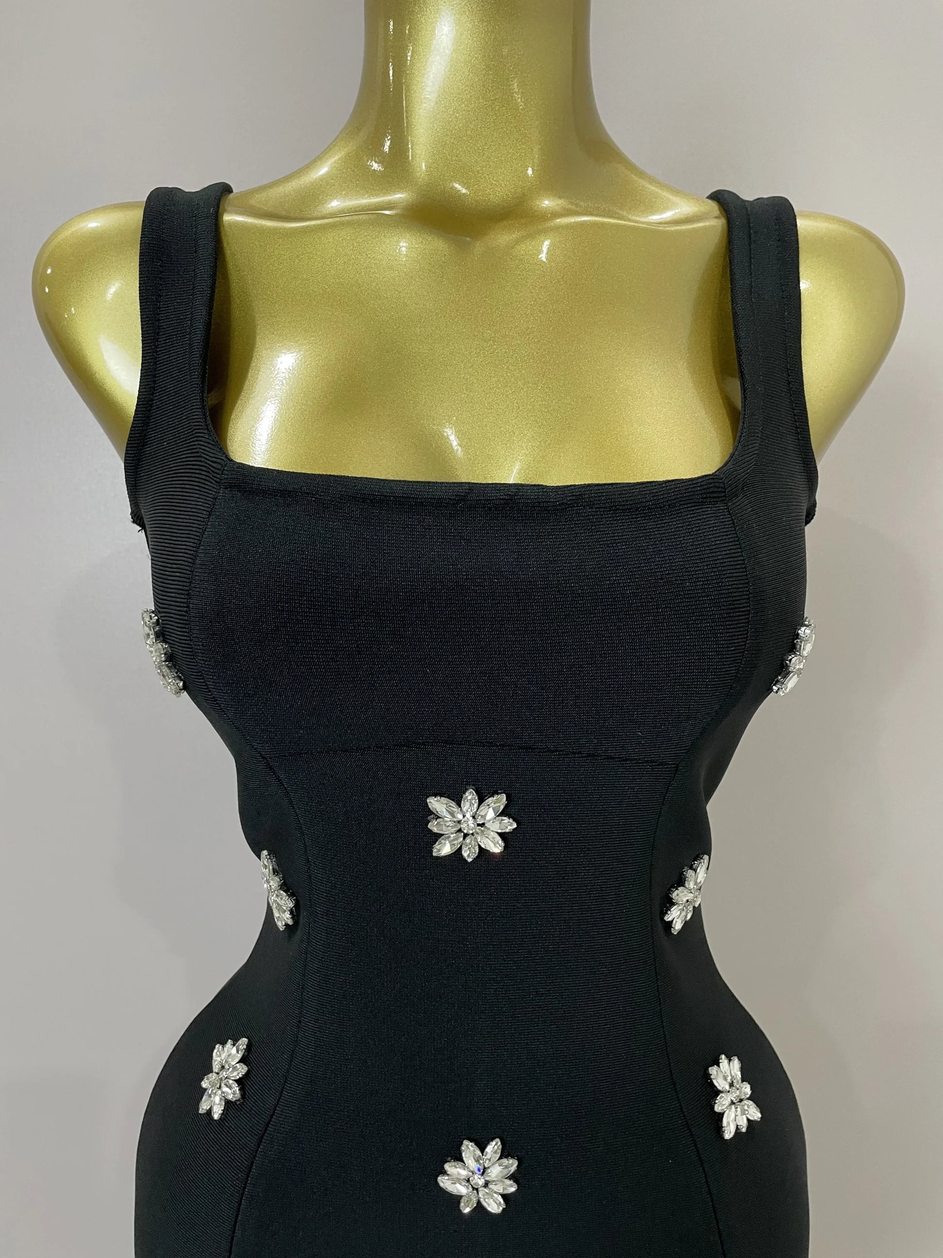 STyle Shining Crystal Women Sleeveless Bodycon Mini Bandage Dress Elegant Ruffles Cute Birthday Party Celebrate Dress