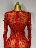Sparkly Sequin Red Long Dress Luxury Birthday Celebrate Wedding Evening Prom Clothing Sexy Mesh See Through Strech Evening Gown