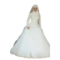 Simple Wedding Dress For Women Off-Shoulder Muslim With Flowers A-Line Pure Plain Satin Vestidos New White Split Bridal Gown Picture Color