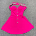 Women Sexy Halter Shinning Diamond Backless Bandage A-Line Mini Dress Evening Party Birthday Vacation Dress Rose Red