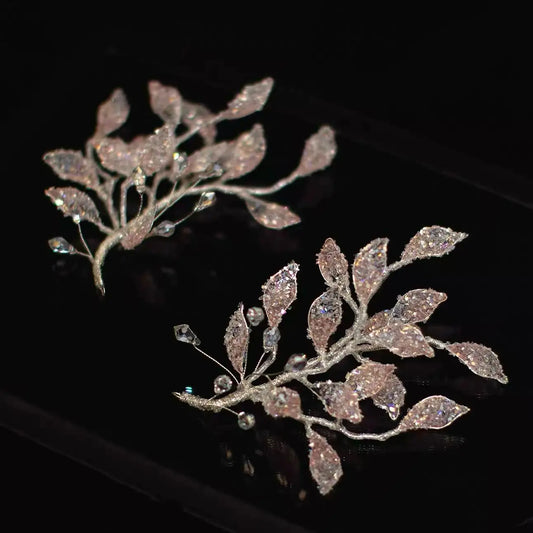 Bridal Jewelry Handmade Hair Pin Clip Silver Color Hairpin For Bride Women Prom Party Dinner Leaf Head Piece Wedding Accessories a