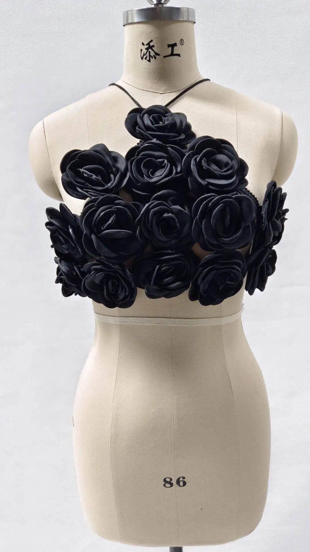 2024 New Summer Women Sexy Strap Big Flowers Bodycon Mini Tops Off the Shoulder Nightclub Party Celebrate Wear black