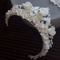 Bridal Hair Jewelry Flower Headband Hairband White Floral Headpiece Bride Bridesmaids Headwear Headdress Wedding Accessories a