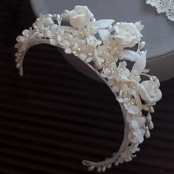Bridal Hair Jewelry Flower Headband Hairband White Floral Headpiece Bride Bridesmaids Headwear Headdress Wedding Accessories a