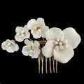 Vintage Gold Color Hair Combs Pin Clip Pearl Porcelain Flower Head Pieces For Brides Hairpins Wedding Accessories Bridal Jewelry c Gold color