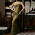Armygreen Nude Color Women Sexy Strapless Sequins Bodycon Long Dress See Through Celebrate Nightclub Party Birthday Dress army green