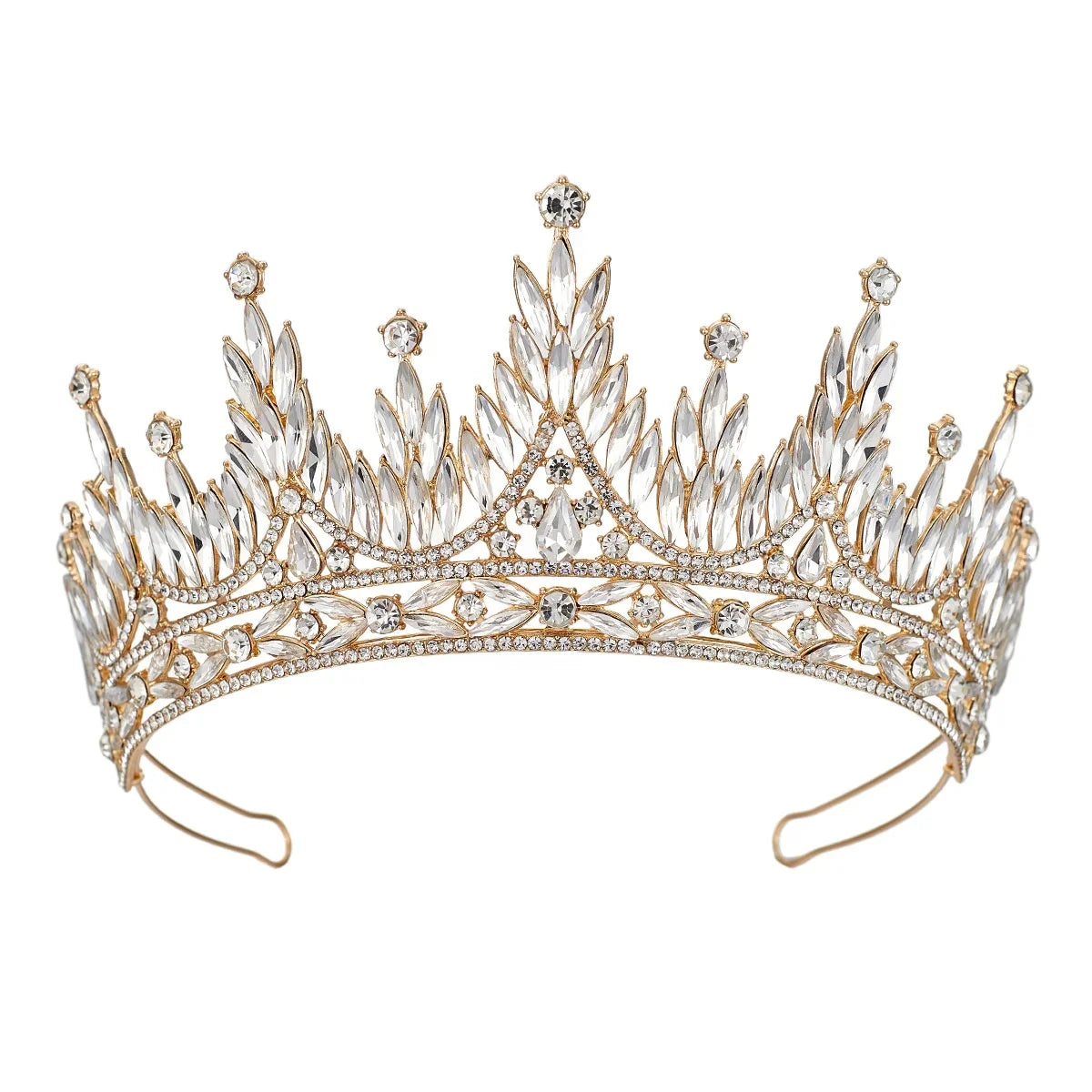 Baroque Queen Princess Crowns And Tiaras For Women Crystal Bridal Crown For Wedding Hair Accessories Prom Hair Jewelry Headdress Blue Zinc Plated
