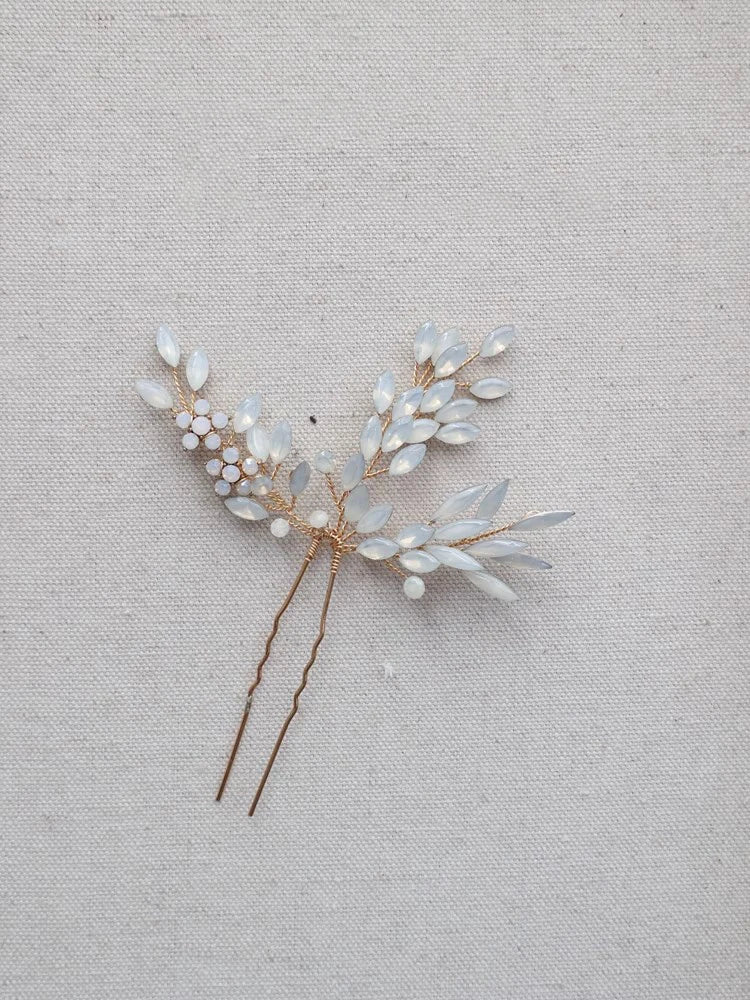 Flower Hair Clip Pin Vintage Gold Silver Color Head Piece For Brides Bridesmaids Opal Hairpin Wedding Accessories Bridal Jewelry c gold color