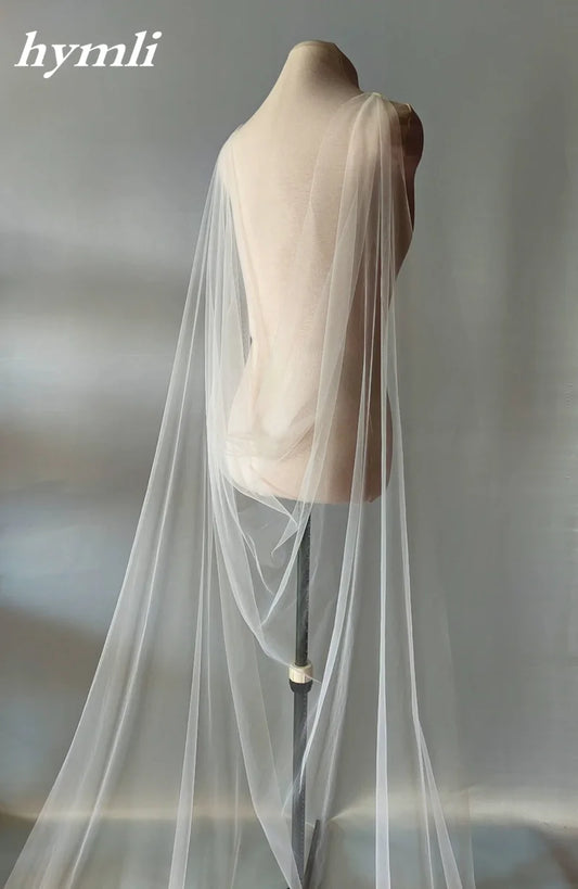 Bridal Cape Veil Soft Draped Tulle Wedding Cape White
