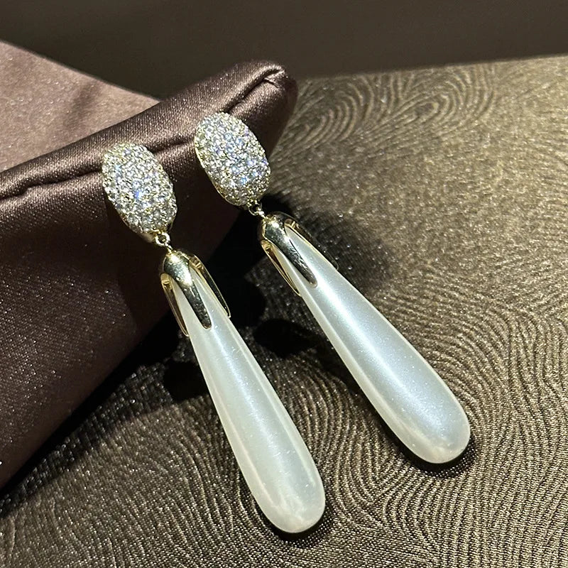 Pearl AAA Zircon Bridal Earrings Cubic Zirconia Wedding Earring For Brides Bridesmaids Accessories Women Prom Jewelry b