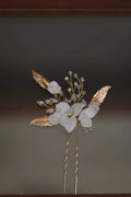 Vintage Gold Silver Color Hair Pin Clip Porcelain Flower Leaf Head Pieces For Brides Hairpins Wedding Accessories Bridal Jewelry