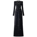 Top Quality Women Long Sleeve Shinning Crystal Bodycon Long Bandage Dress Elegant Evening Party Occation Celebrate Outfit