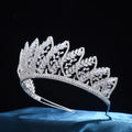 Zircon Tiaras and Crowns Zirconia Leaf Headpiece For Brides Women Pageant Prom Headband Wedding Accessories Bridal Hair Jewelry