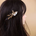 Wedding Accessories Vintage Hair Comb Pin Clip Gold Color Hairpin Women Brides Porcelain Flower Leaf Head Piece Bridal Jewelry