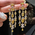 Yellow Green AAA Zircon Bridal Earrings CZ Cubic Zirconia Wedding Earring For Brides Accessories Women Gift Dinner Party Jewelry a