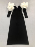2024 Sexy Women Long Bandage Dress Fashionable Off Shoulder Chiffon Patchwork Long Sleeved Bodycon Backless Dress Party Vestidos