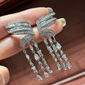 Silver Color CZ Zircon Bridal Earrings Cubic Zirconia Wedding Earring For Women Bride Accessories Dinner Party Dress Jewelry b