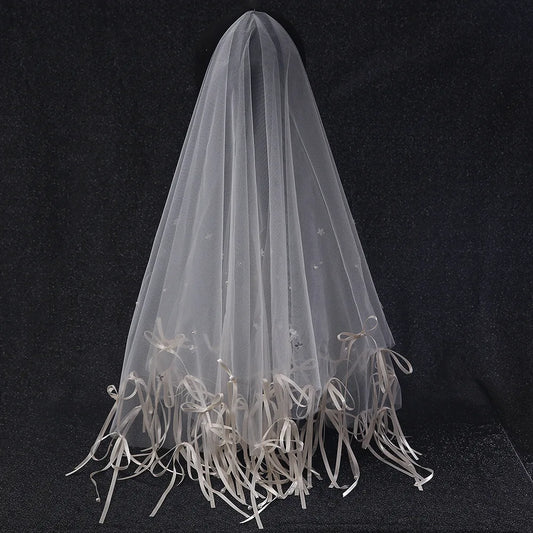 Short Bridal Veil Bowknot Flower Wedding Veils For Evening Dinner Party Dress Women Gift Hair Accessories Brides Jewelry