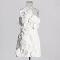White Color Women Sexy Halter Backless Off the Shoulder Bodycon Mini Dress Florals Birthday Party Celebrate Vacation Dress