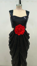 Shinning Black Sequins Women Sleeveless Sexy Square Collar Bodycon Long Dress Nightclub Party Celebrate Singer Stage Wear