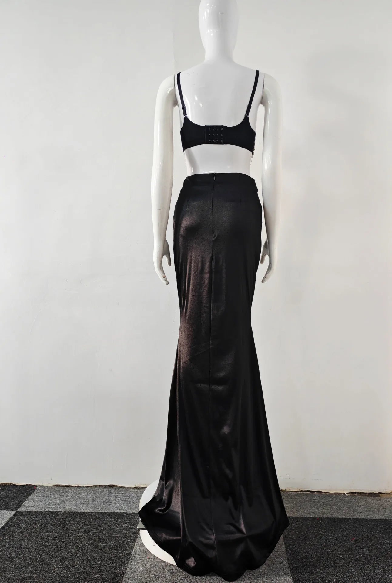 New Summer Women Sexy Shinning Crystal Tops 2 Pieces Bodycon Long Dress Elegant Evening Birthday Party Cocktail Outfit