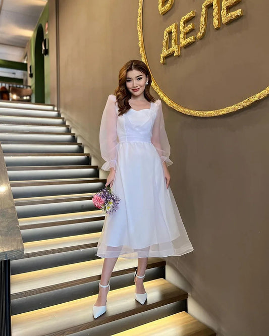 Prom Dress Wedding Reception Dress Party Dress Formal Evening Gown A-line Long Sleeves Special Occasion Dresses