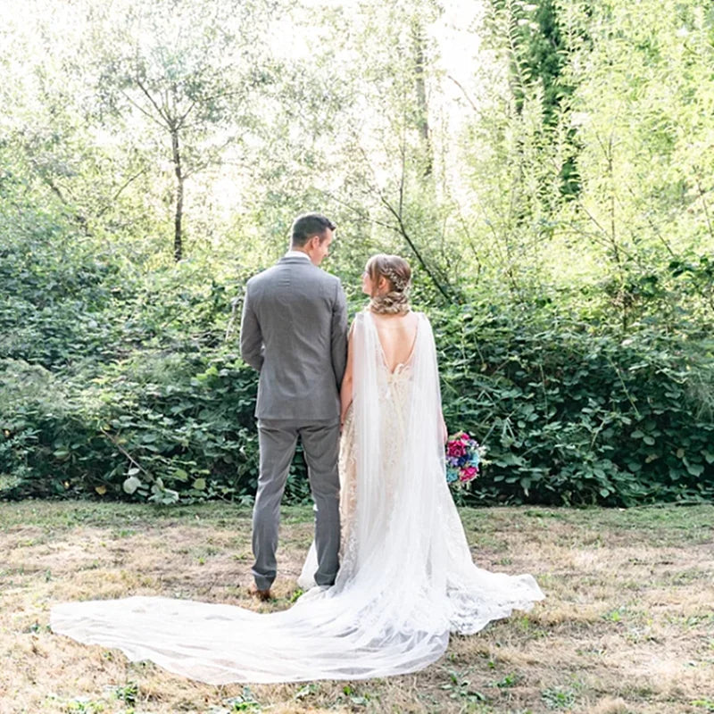 Wedding Accessories Veil Popular Bridal Veil Cape Veil Rhinestone Appliques Wedding Veil 106" Wide X 120" Long