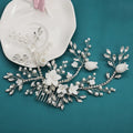 Wedding Accessories Porcelain Flower Hair Comb Pin Imitation Pearl Crystal Hairpin For Brides Women Head Pieces Bridal Jewelry