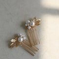 Pearl Crystal Hair Comb Pin Vintage Gold Color Head Piece For Brides Women Leaf Hairpins Wedding Accessories Bridal Jewelry