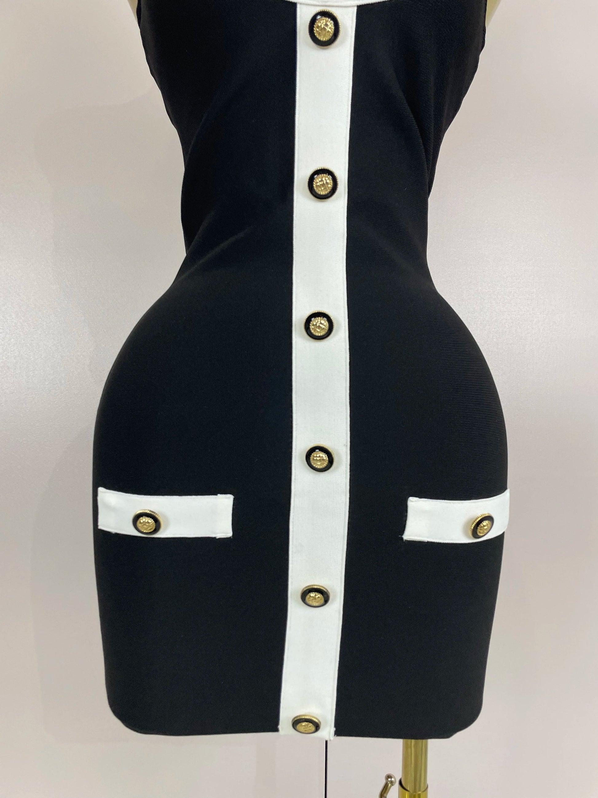 Sexy Backless Halter Button Bodycon Black Mini Bandage Dress Women Celebrity Elegant Evening Club Party Outfit