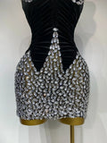 Women Sexy Bodycon Mini Dress Nightclub Elegant Evening Party Birthday Dress Celebrity Singer Shining Diamond Stage Costume