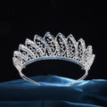 Zircon Tiaras and Crowns Zirconia Leaf Headpiece For Brides Women Pageant Prom Headband Wedding Accessories Bridal Hair Jewelry