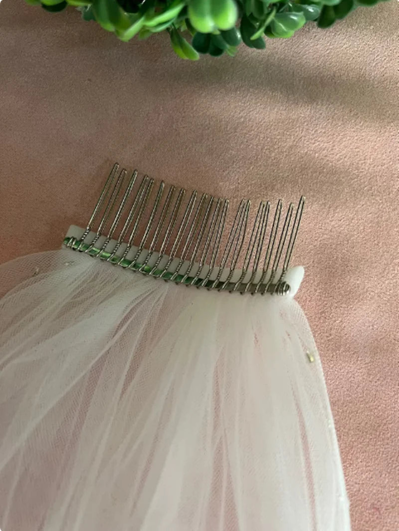 Pearl Veil with Metal Comb , Elbow Length Wedding Veil ,Fingertip Length Bridal Veil , Waltz Veil ,Chapel Veil , Cathedral Veil