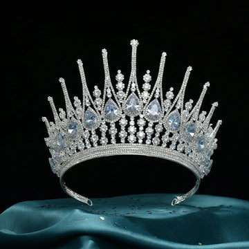 Baroque Queen Crowns For Women Crystal Zircon Big Bridal Tiara Crown For Wedding Pageant Miss Universe Diadem Bride Headpiece